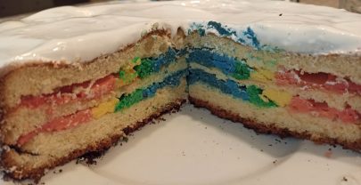 Pastel arco iris sin gluten